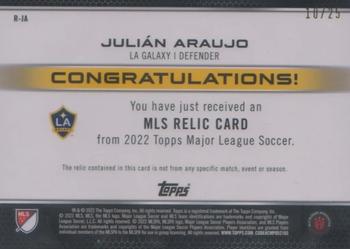 2022 Topps MLS - Relics Orange #R-JA Julián Araujo Back