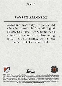 2022 Topps MLS - Topps 22 Minis #22M-15 Paxten Aaronson Back
