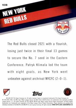2022 Topps MLS - Icy White Foil #103 New York Red Bulls Back