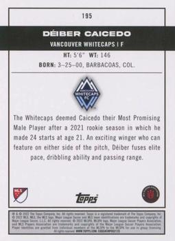 2022 Topps MLS - Icy White Foil #195 Déiber Caicedo Back