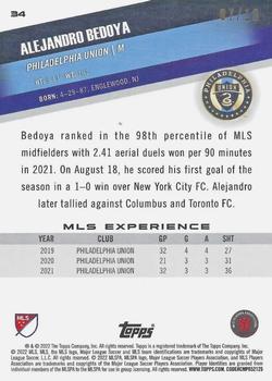 2022 Topps MLS - Icy Black Foil #34 Alejandro Bedoya Back