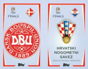 2022-23 Topps Road to UEFA Nations League Finals Sticker Collection #4A / 4B Denmark Badge / Croatia Badge Front