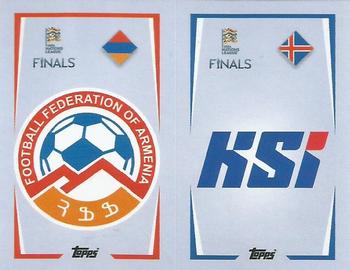 2022-23 Topps Road to UEFA Nations League Finals Sticker Collection #13A / 13B Armenia Badge / Iceland Badge Front