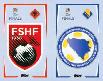 2022-23 Topps Road to UEFA Nations League Finals Sticker Collection #15A / 15B Albania Badge / Bosnia and Herzegovina Badge Front