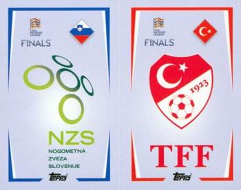 2022-23 Topps Road to UEFA Nations League Finals Sticker Collection #19A / 19B Slovenia Badge / Turkey Badge Front