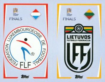 2022-23 Topps Road to UEFA Nations League Finals Sticker Collection #20A / 20B Luxembourg Badge / Lithuania Badge Front