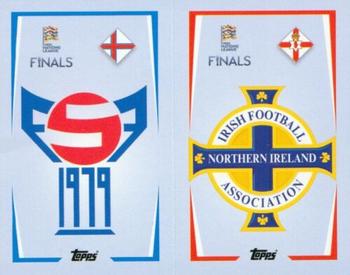 2022-23 Topps Road to UEFA Nations League Finals Sticker Collection #21A / 21B Faroe Islands Badge / Northern Ireland Badge Front
