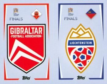 2022-23 Topps Road to UEFA Nations League Finals Sticker Collection #27A / 27B Gibraltar Badge / Liechtenstein Badge Front