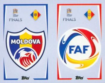 2022-23 Topps Road to UEFA Nations League Finals Sticker Collection #28A / 28B Moldova Badge / Andorra Badge Front