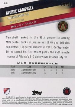 2022 Topps MLS - Green #22 George Campbell Back