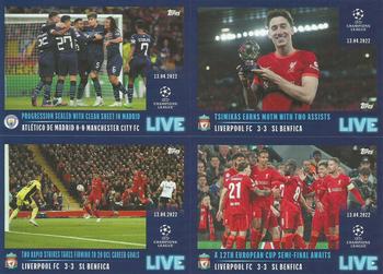 2021-22 Topps UEFA Champions League Sticker Collection - Live Pack 4 #L77-L80 Manchester City FC / Kostas Tsimikas / Roberto Firmino / Liverpool FC Front