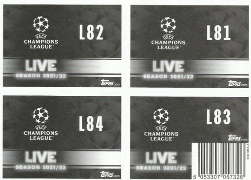 2021-22 Topps UEFA Champions League Sticker Collection - Live Pack 5 #L81-L84 Kevin De Bruyne / Vinicius Jr. / Bernardo Silva / Karim Benzema Back