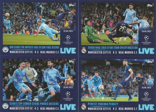 2021-22 Topps UEFA Champions League Sticker Collection - Live Pack 5 #L81-L84 Kevin De Bruyne / Vinicius Jr. / Bernardo Silva / Karim Benzema Front
