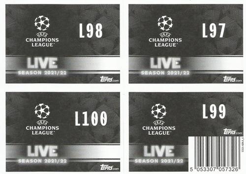 2021-22 Topps UEFA Champions League Sticker Collection - Live Pack 5 #L97-L100 Vinicius Jr. / Thibaut Courtois / Karim Benzema / Carlo Ancelotti Back
