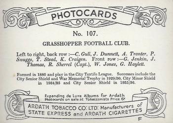 1936 Ardath Photocards Series F: Southern Football Teams #107 Grasshopper F.C. Back
