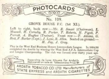 1936 Ardath Photocards Series F: Southern Football Teams #109 Grove House F.C. Back
