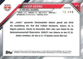 2021-22 Topps Chrome Red Bull Salzburg - Refractor #BC-CA Junior Adamu Back
