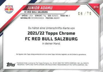 2021-22 Topps Chrome Red Bull Salzburg - Chrome Autographs #AC-CA Junior Adamu Back