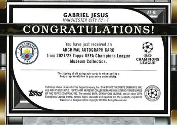 2021-22 Topps Museum Collection UEFA Champions League - Archival Autographs - Sapphire #AA-GJ Gabriel Jesus Back