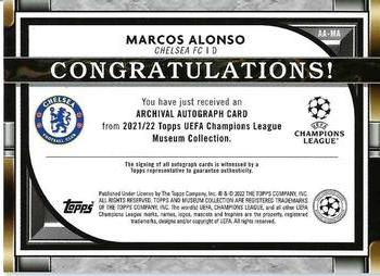 2021-22 Topps Museum Collection UEFA Champions League - Archival Autographs - Sapphire #AA-MA Marcos Alonso Back