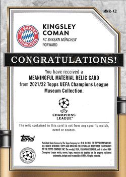 2021-22 Topps Museum Collection UEFA Champions League - Meaningful Material Single Relics - Sapphire #MMR-KC Kingsley Coman Back