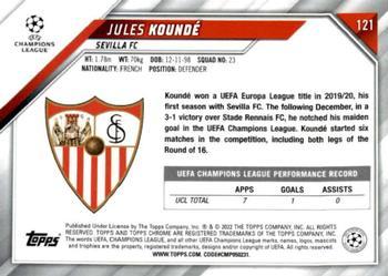 2021-22 Topps Chrome UEFA Champions League - Red & Gold Starball Refractor #121 Jules Koundé Back