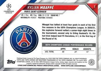 2021-22 Topps Chrome UEFA Champions League - Gold Lava Refractor #1 Kylian Mbappé Back