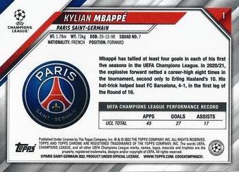 2021-22 Topps Chrome UEFA Champions League - Neon Green Lava Refractor #1 Kylian Mbappé Back