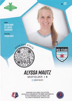 2022 Parkside NWSL #23 Alyssa Mautz Back