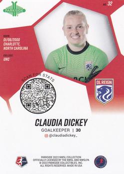 2022 Parkside NWSL #32 Claudia Dickey Back