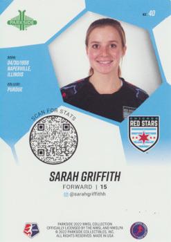 2022 Parkside NWSL #40 Sarah Griffith Back