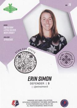 2022 Parkside NWSL #78 Erin Simon Back