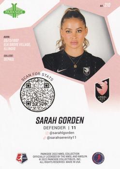 2022 Parkside NWSL #210 Sarah Gorden Back
