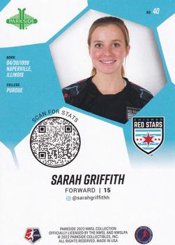 2022 Parkside NWSL - Foil Board #40 Sarah Griffith Back