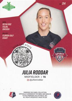2022 Parkside NWSL - Red Foil #214 Julia Roddar Back