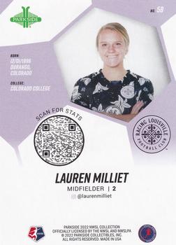 2022 Parkside NWSL - Black & White #58 Lauren Milliet Back
