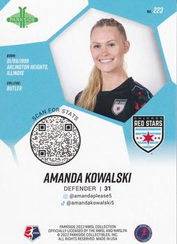 2022 Parkside NWSL - Black & White #223 Amanda Kowalski Back