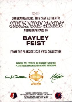 2022 Parkside NWSL - Signature Series Autographs #SS-BF Bayley Feist Back