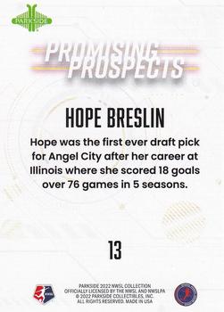 2022 Parkside NWSL - Promising Prospects Red #13 Hope Breslin Back