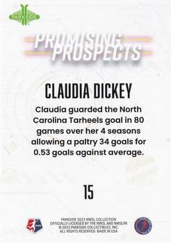 2022 Parkside NWSL - Promising Prospects Red #15 Claudia Dickey Back