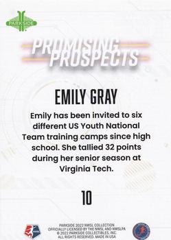2022 Parkside NWSL - Promising Prospects Blue #10 Emily Gray Back