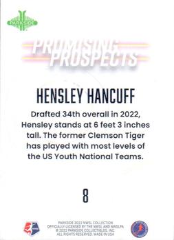 2022 Parkside NWSL - Promising Prospects Orange #8 Hensley Hancuff Back