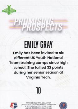 2022 Parkside NWSL - Promising Prospects Orange #10 Emily Gray Back