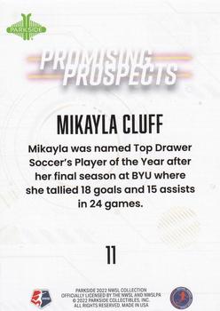 2022 Parkside NWSL - Promising Prospects Orange #11 Mikayla Cluff Back
