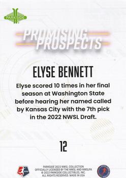 2022 Parkside NWSL - Promising Prospects Orange #12 Elyse Bennett Back
