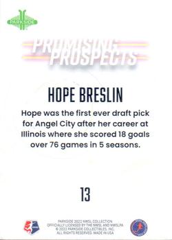 2022 Parkside NWSL - Promising Prospects Orange #13 Hope Breslin Back