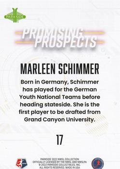 2022 Parkside NWSL - Promising Prospects Orange #17 Marleen Schimmer Back