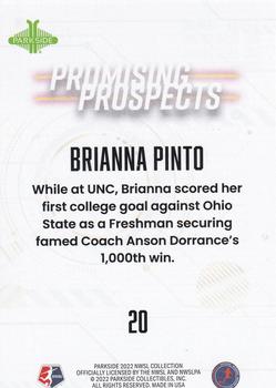 2022 Parkside NWSL - Promising Prospects Orange #20 Brianna Pinto Back