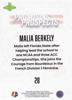 2022 Parkside NWSL - Promising Prospects Orange #28 Malia Berkely Back