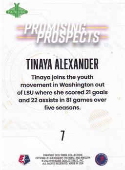2022 Parkside NWSL - Promising Prospects Purple #7 Tinaya Alexander Back